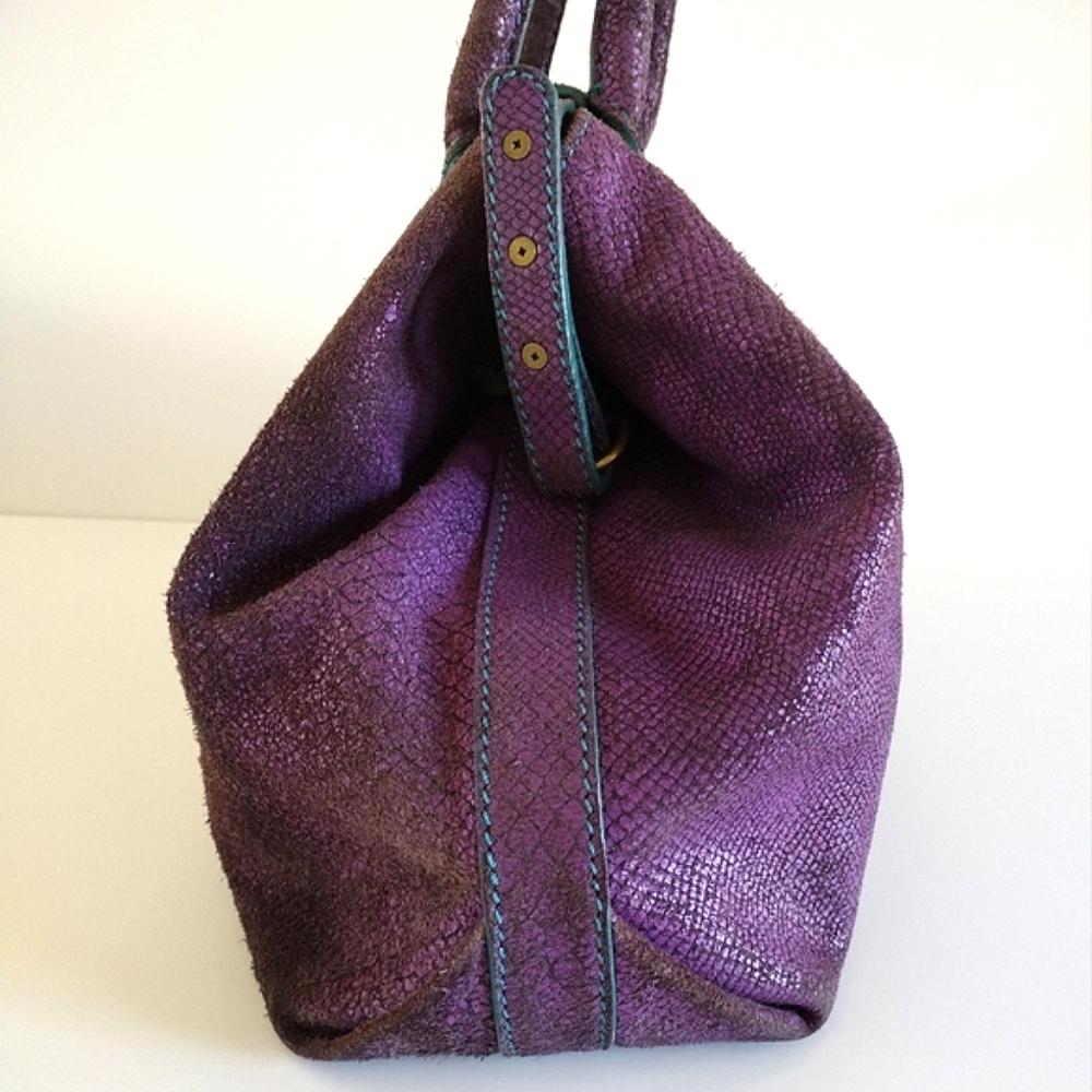 Liebeskind Berlin Metallic Purple Leather Convertible Bag Large